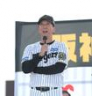 　報告会でインタビューに答える藤川監督（撮影・北村雅宏）