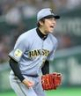 ４回、ダルベックから空振り三振を奪い、ほえる才木（撮影・伊藤笙子）