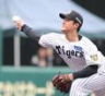７回、３番手で登板した岡留（撮影・坂部計介）