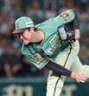 ９回に登板して無失点に抑え最後を締めくくった湯浅（撮影・立川洋一郎）