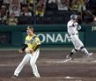 　９回、佐々木を空振り三振に斬り、完封勝利に雄たけびを上げる村上（撮影・山口登）