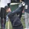 打撃練習をする森下（撮影・田中太一）