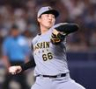 ８回を無失点に抑える津田（撮影・田中太一）