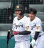 　フリー打撃で笑顔を見せる大山（撮影・立川洋一郎）